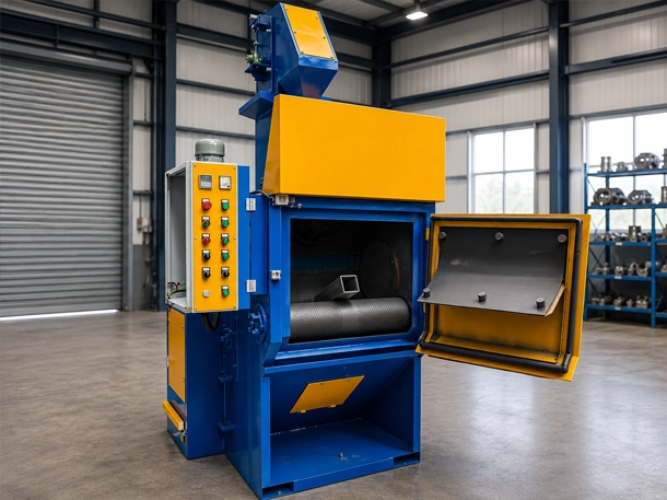Tumble type blasting machines